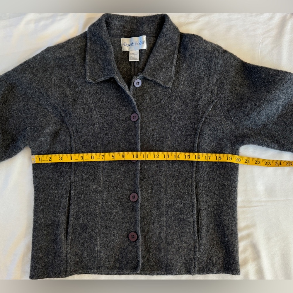 David Hollis Womens Bolero Jacket Size Medium Boiled Wool Grey - Picture 11 of 11